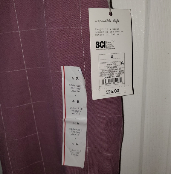 5 for $20 | NWT A New Day Side Zip Skinny Ankle Grid Pattern High Rise Pants - Picture 6 of 10